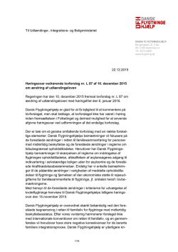 Høringssvar vedrørende lovforslag nr. L 87 af 10. december 2015
