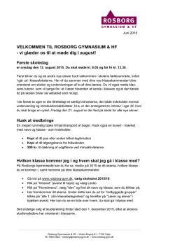 Brev om opstart på STX - Rosborg Gymnasium og HF