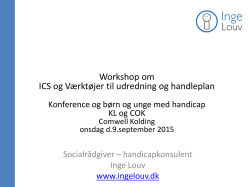 ICS og værktøjer til udredning, v. Inge Louv, handicapkonsulent