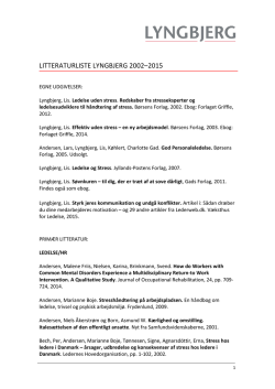 Litteraturliste forskning faglitteratur Lis Lyngbjerg 2015