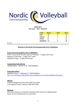 Welcome to the Nordic Club Championships Pool in Middelfart