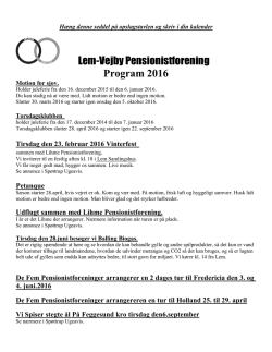 Lem-Vejby Pensionistforening Program 2016