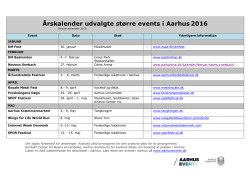 Årskalender udvalgte større events i Aarhus 2016