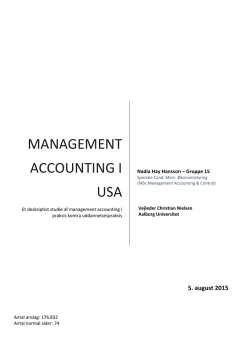 Speciale - Management accounting i USA