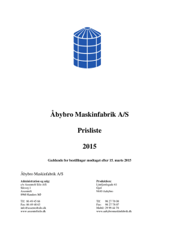 Åbybro Maskinfabrik A/S Prisliste 2015