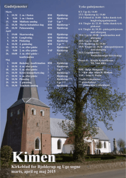 Kirkeblad for Bjolderup og Uge sogne marts, april og maj 2015