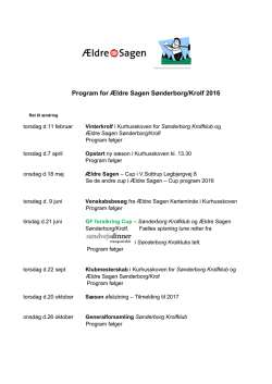 Program for Ældre Sagen Sønderborg/Krolf 2016