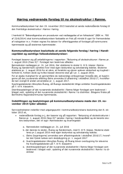 Høring vedrørende forslag til ny skolestruktur i Rønne.