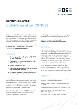 Indeklima efter DS 3033 - Danske Bygningskonsulenter