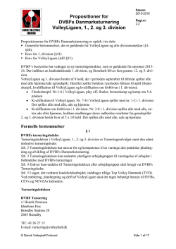 Propositioner for DVBFs Danmarksturnering VolleyLigaen, 1., 2. og