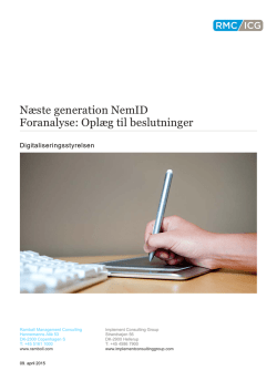 Næste generation NemID, Foranalyse: Oplæg til beslutninger