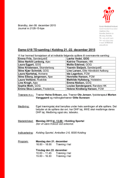 Dame-U18 TD-samling i Kolding 21.-22. december 2015
