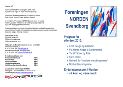 Foreningen NORDEN Svendborg Program for efteråret 2015.