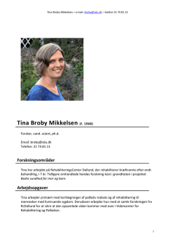 CV og publikationer for Tina Broby Mikkelsen