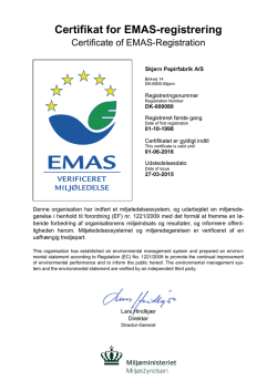 Certifikat for EMAS-registrering