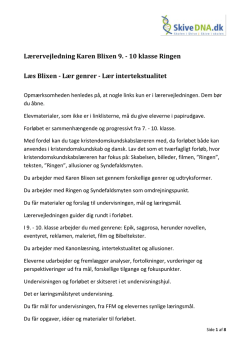 1 Lærervejledning Karen Blixen 9- 10 klasse Ringen