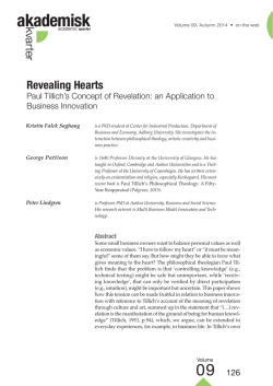 Revealing Hearts. Paul Tillich`s Concept of Revelation