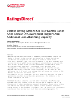 Various Rating Actions On Four Danish Banks After