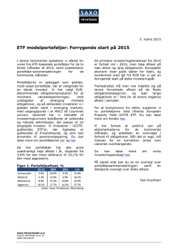 ETF modelporteføljer: Forrygende start på 2015