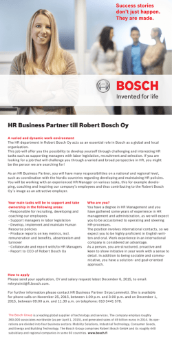 HR Business Partner till Robert Bosch Oy