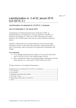 Løninformation nr. 2 af 22. januar 2015