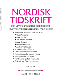 Nordisk Tidskrift 1/2015 (PDF 573 KB)