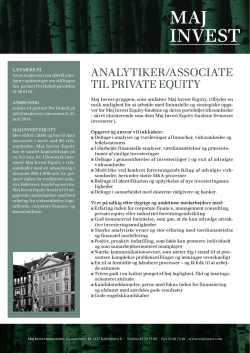 analytiker/associate til private equity - Maj Invest Group