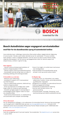 Bosch Autodivision søger engageret servicetekniker