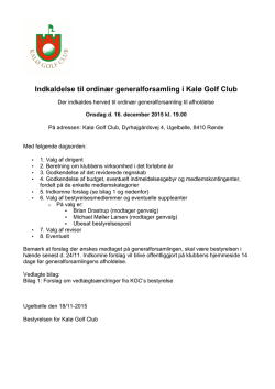 Indkaldelse til ordinær generalforsamling i Kalø Golf Club