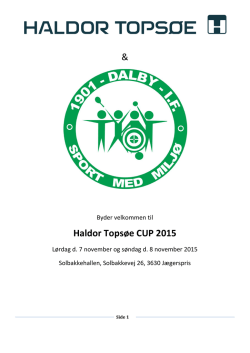 & Haldor Topsøe CUP 2015