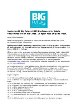 Invitation til Big Future 2025 Konference for lokale
