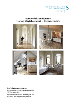 Servicedeklaration for Hanne Mariehjemmet – Kvindely 2015