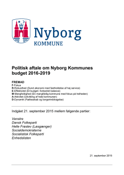 Politisk aftale om Nyborg Kommunes budget 2016-2019