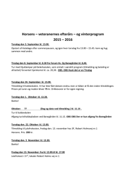 Horsens – veteranernes efterårs – og vinterprogram 2015 – 2016