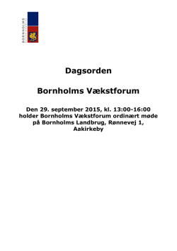 Dagsorden Bornholms Vækstforum