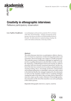 Creativity in ethnographic interviews. Reflexive participatory