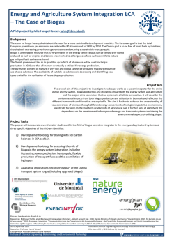 Energy and Agriculture System Integration LCA – The Case of Biogas