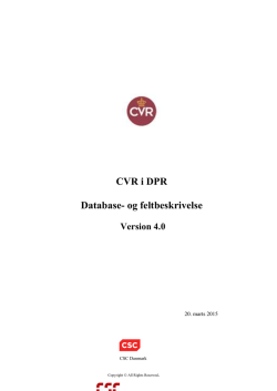 CVR i DPR. Database- og feltbeskrivelse. Version 4.0