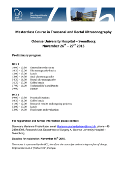 Masterclass Course in Transanal and Rectal Ultrasonography