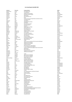 List of participants NordiQC 2015