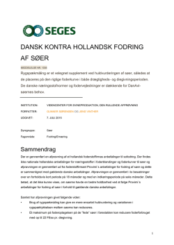 dansk kontra hollandsk fodring af søer