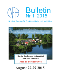 Nr 1 2015 - NFH - Nordisk forening for Funktionshæmning og Oral