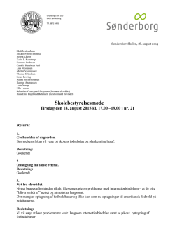 Referat skolebestyrelsen 18 august 2015 - Sønderskov