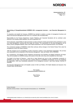 pdf Announcement No 15 - Dampskibsselskabet NORDEN A/S