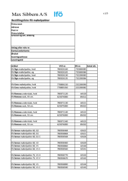 Bestillingsliste Ifö møbelpakker