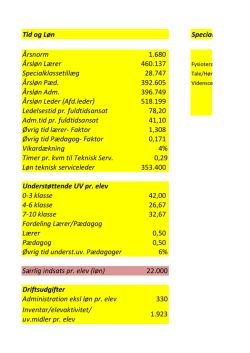 Tid og Løn Specialtildeling Årsnorm 1.680 Årsløn Lærer 460.137