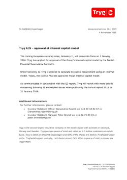 Tryg A/S – approval of internal capital model