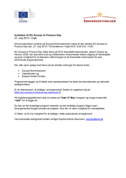 Invitation til EU Access to Finance Day 27. maj 2015 i Vejle