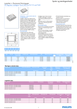 Product data sheet: HF-Regulator Intelligent Touch DALI for PL