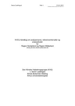 KVG`s håndbog om analysenavne, referenceintervaller og